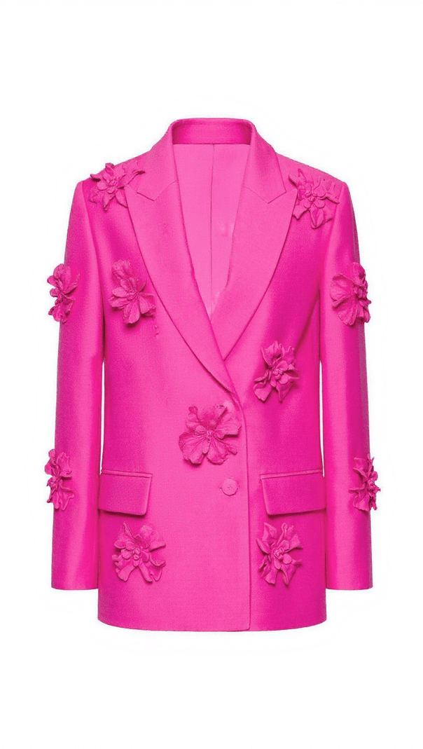 AIIZIE INDIANA FLORAL EMBELLISHED BLAZER SET IN HOT PINK - product image