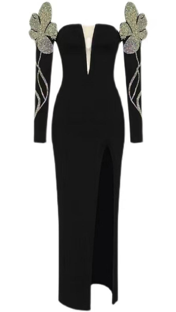 AIIZIE DEEP V MAXI DRESS IN BLACK - product image