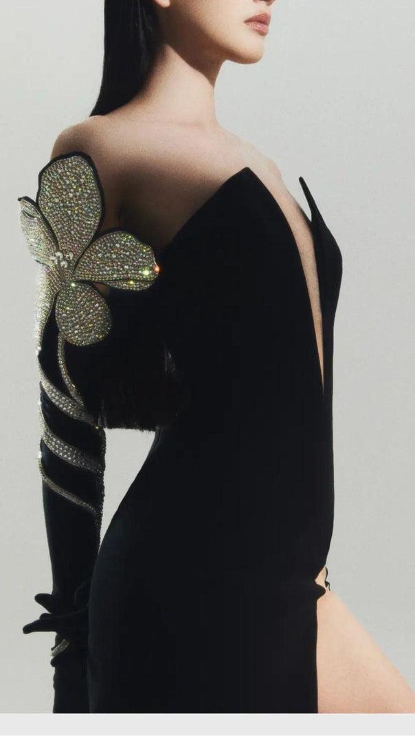 AIIZIE DEEP V MAXI DRESS IN BLACK - product image