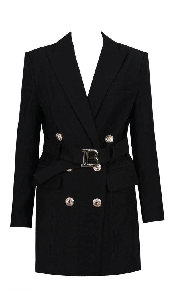 AIIZIE BELTED DOUBLE-BREASTED BLACK SUIT - product image