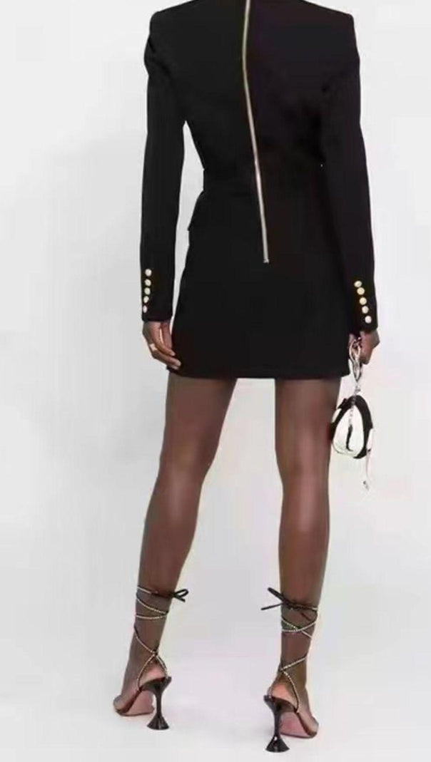 AIIZIE BELTED DOUBLE-BREASTED BLACK SUIT - product image