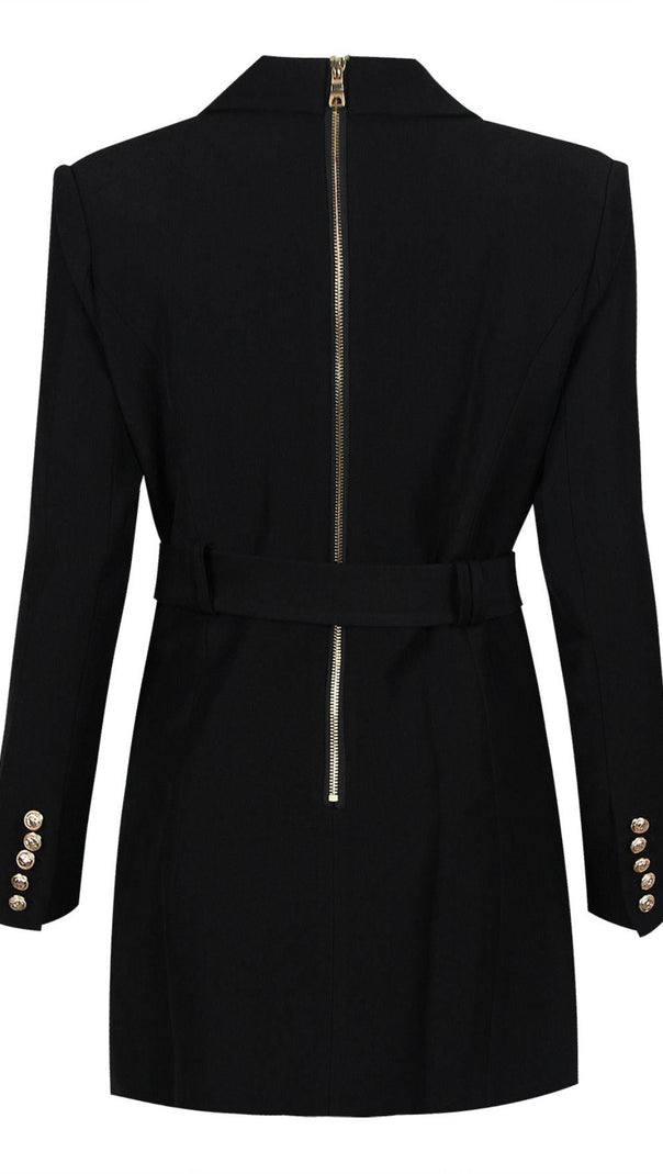 AIIZIE BELTED DOUBLE-BREASTED BLACK SUIT - product image