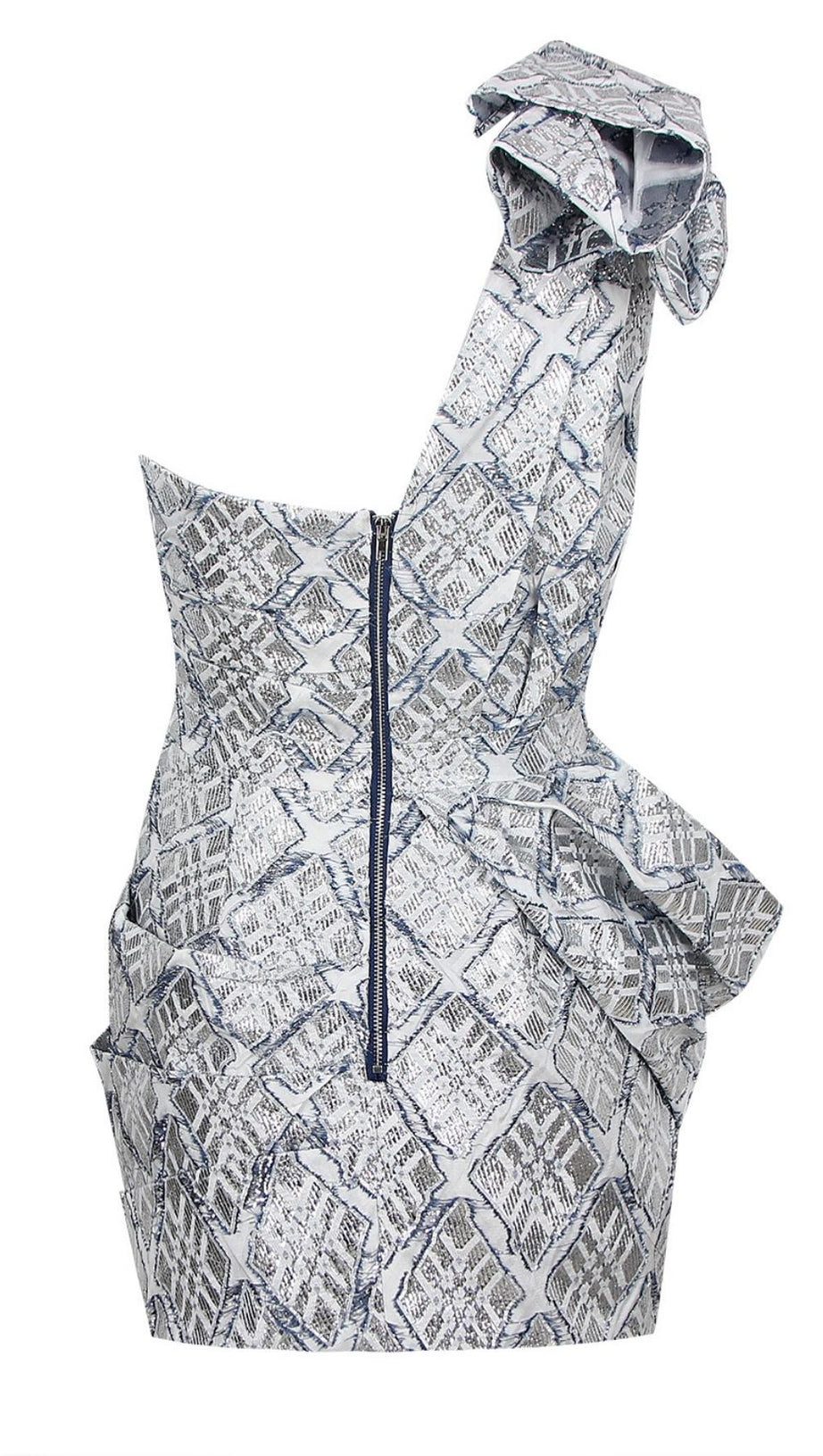 MINI ABITO JACQUARD DRAPPEGGIATO CON UNA SPALLA