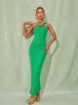 Emi One Shoulder Backless Maxi Dress In Green