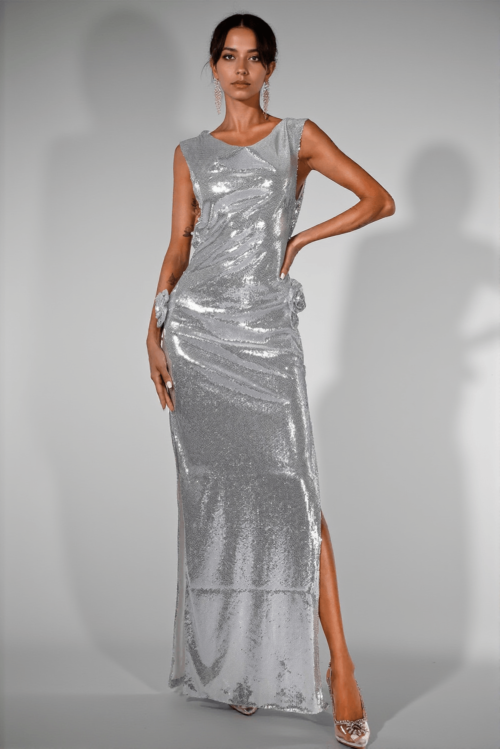 Brya – Plisseekleid mit Pailletten und Blumenmuster