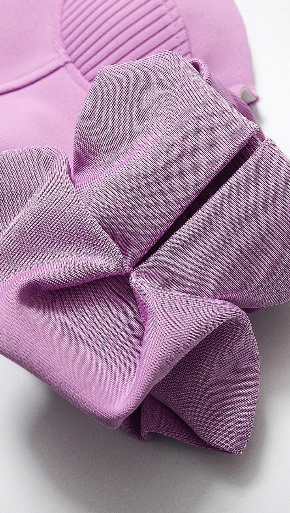 STRAPLESS DRAPED SLEEVE SLITS BANDAGE DRESS IN PURPLE