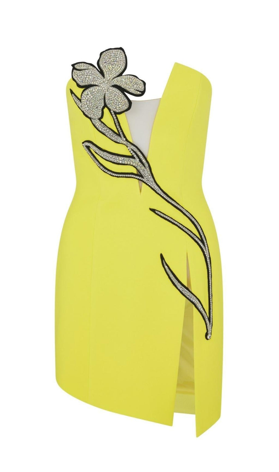 MINI ABITO CON FIORI DI CRISTALLO GIALLO