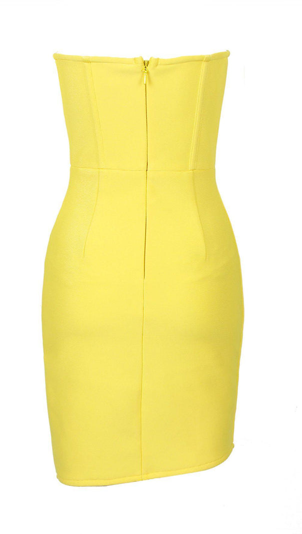 MINIKLEID MIT KRISTALLBLUMEN IN GELB