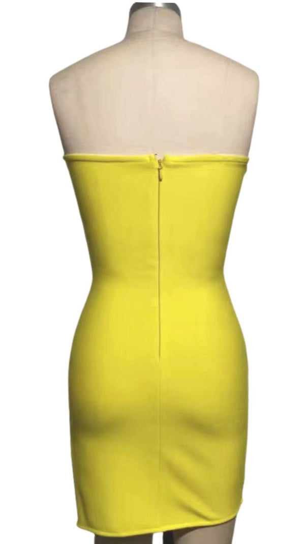 MINIKLEID MIT KRISTALLBLUMEN IN GELB
