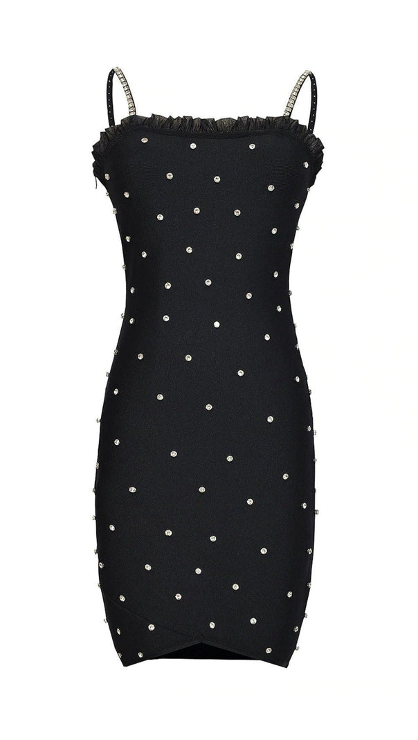 AIIZIE CRYSTAL MINI DRESS IN BLACK - product image