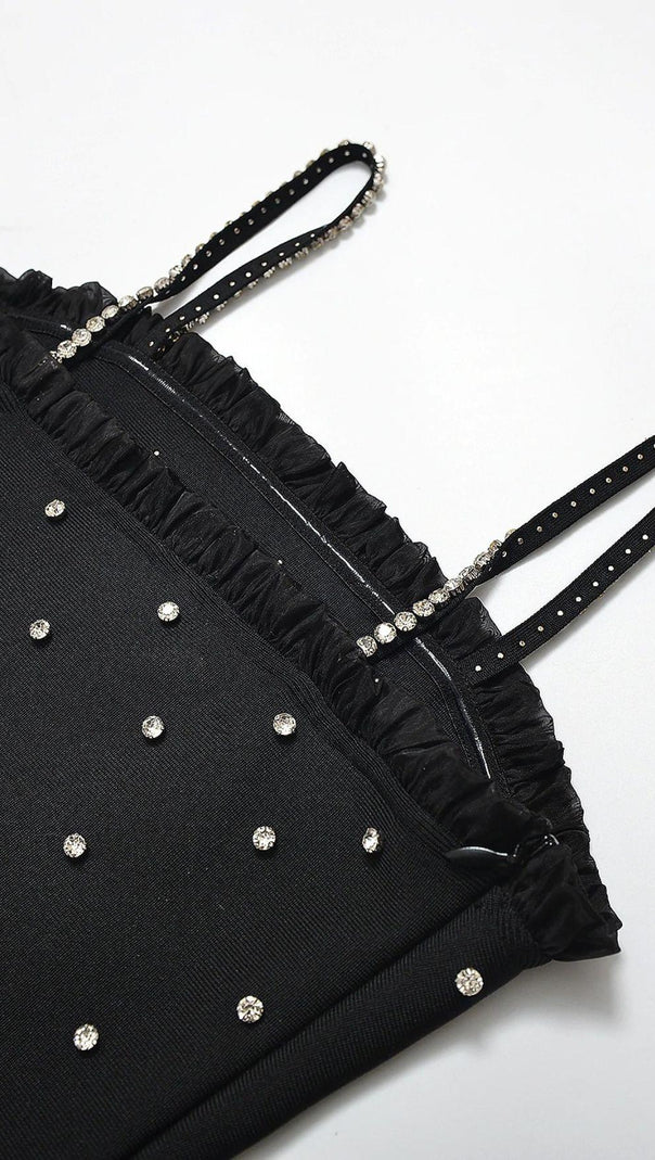 AIIZIE CRYSTAL MINI DRESS IN BLACK - product image
