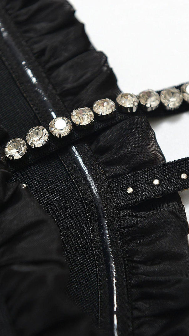 AIIZIE CRYSTAL MINI DRESS IN BLACK - product image