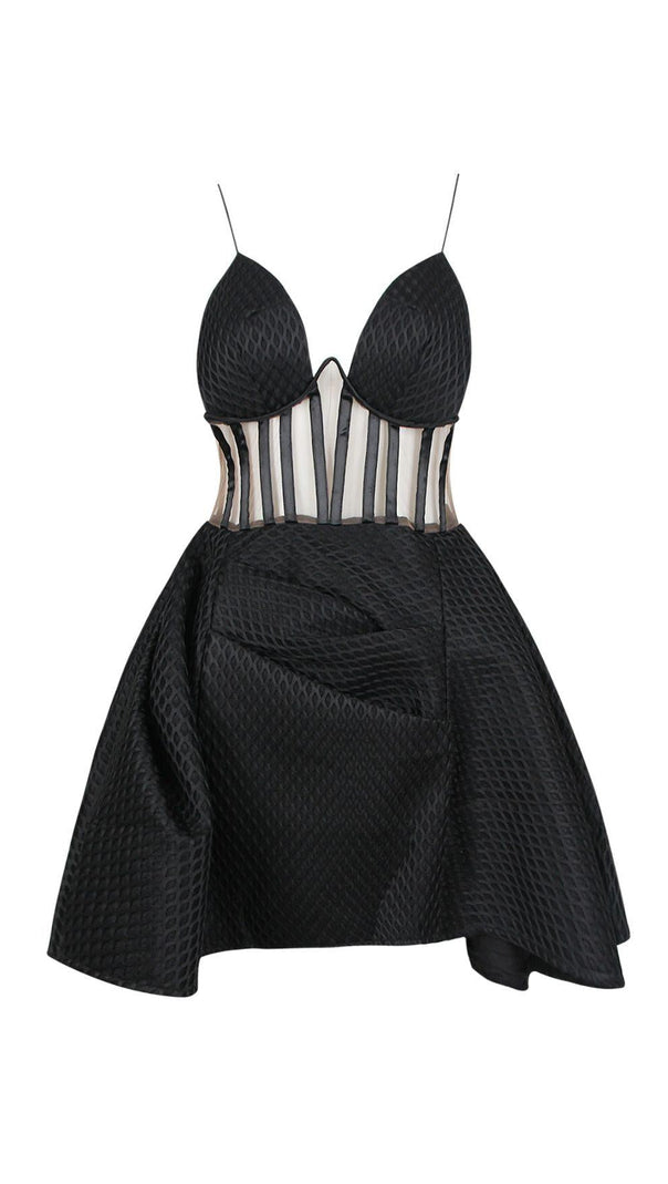 AIIZIE CORSET UMBRELLA SHAPED MINI DRESS IN BLACK - product image