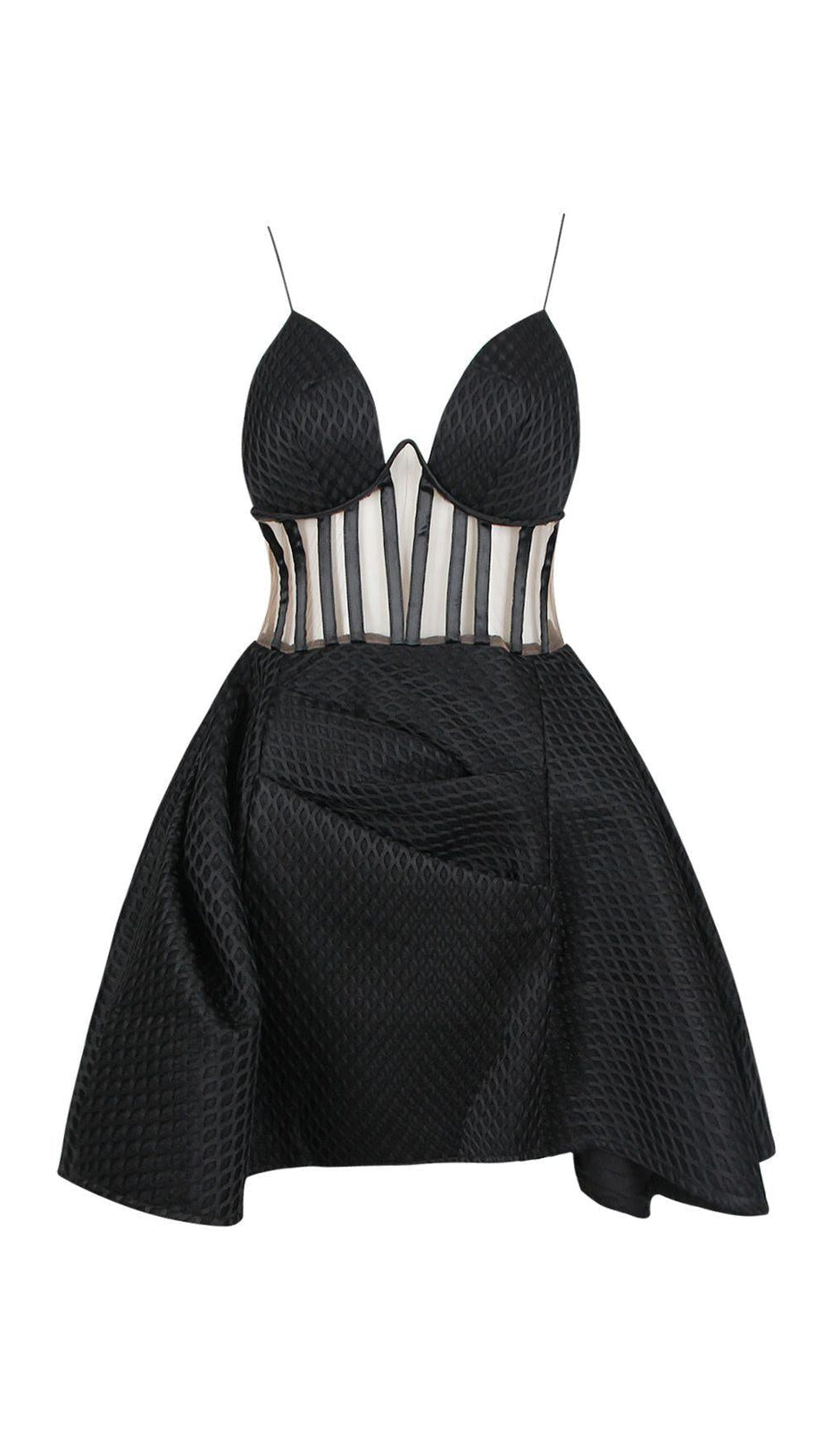 CORSET UMBRELLA SHAPED MINI DRESS IN BLACK