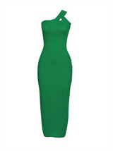 Emi One Shoulder Backless Maxi Dress In Green