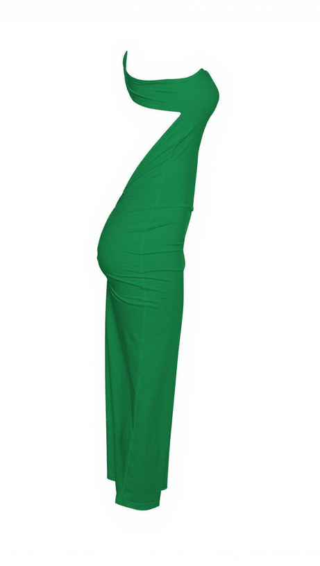 EMI ONE SHOULDER BACKLESS MAXI DRESS IN GREEN