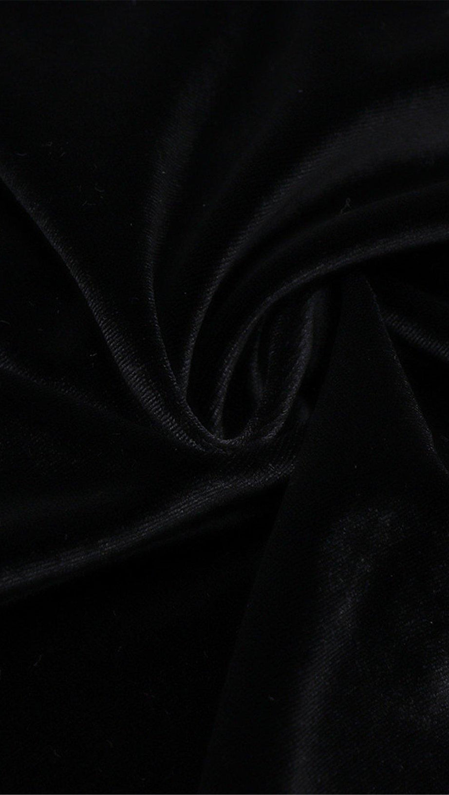 SCHWARZES SAMT-SATIN-KLEID MIT V-AUSSCHNITT 