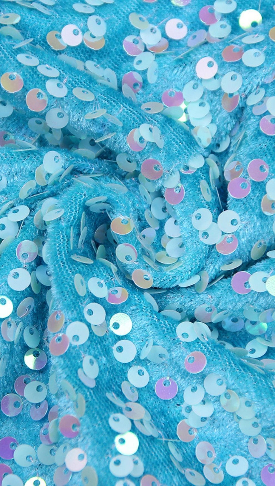 SEQUIN STRAPLESS MIDI DRESS IN BLUE