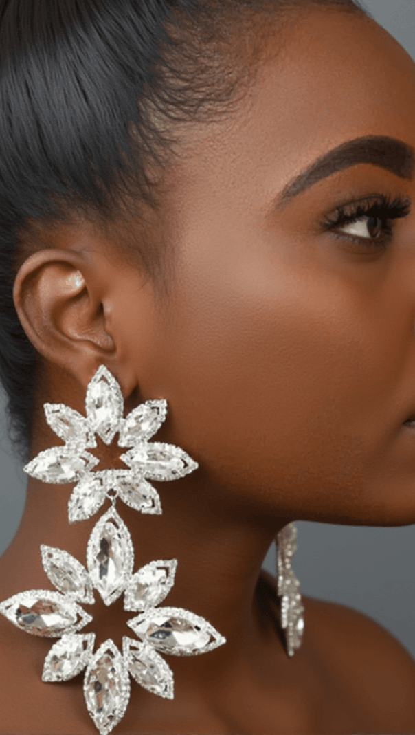 AIIZIE BRITTANIE FLOWER RHINESTONES EARRINGS - product image