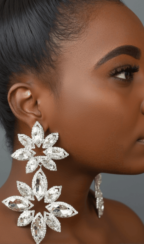 Brittanie Flower Rhinestones Earrings