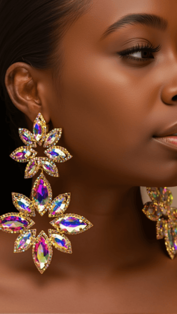 AIIZIE BRITTANIE FLOWER RHINESTONES EARRINGS - product image