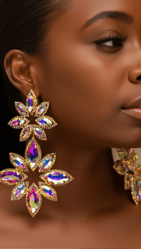 Brittanie Blumen-Strass-Ohrringe