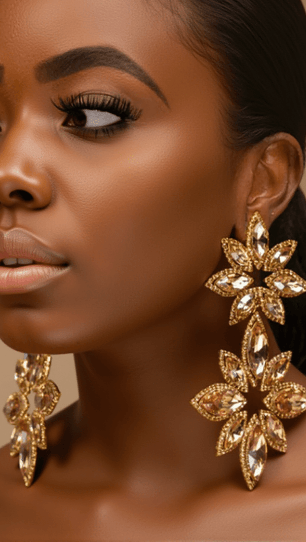 AIIZIE BRITTANIE FLOWER RHINESTONES EARRINGS - product image
