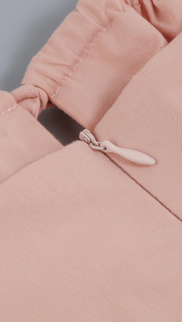 AIIZIE PUFF SLEEVE MIDI DRESS IN BLUSH PINK - product image