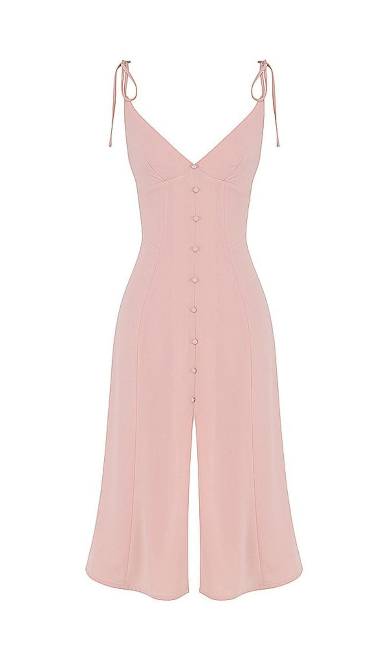 SLIPT MIDI SUN DRESS IN BLUSH PINK