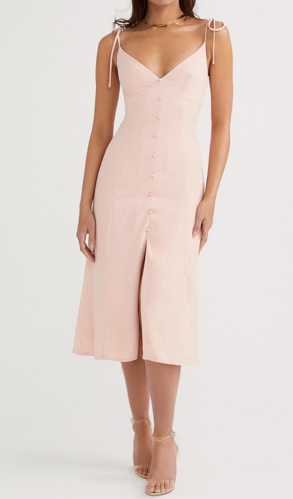 SLIPT MIDI SUN DRESS IN BLUSH PINK