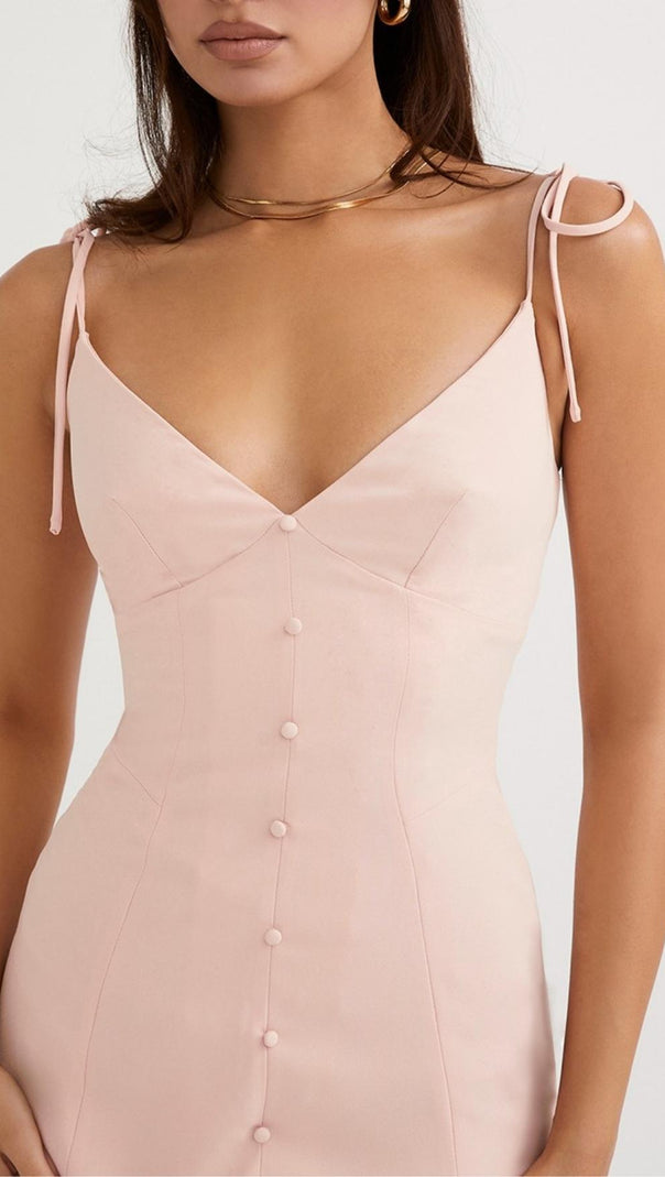AIIZIE SLIPT MIDI SUN DRESS IN BLUSH PINK - product image