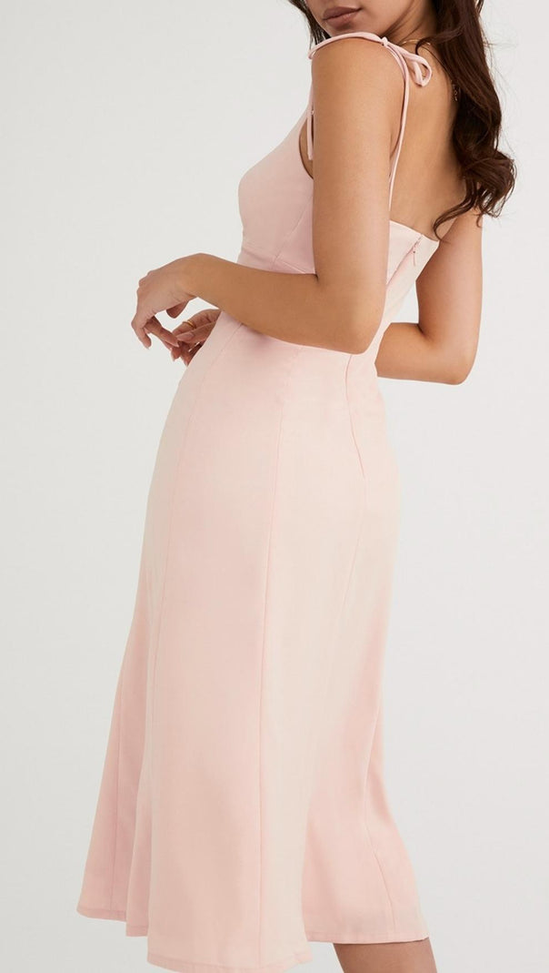 AIIZIE SLIPT MIDI SUN DRESS IN BLUSH PINK - product image