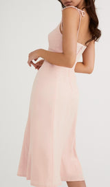 SLIPT MIDI SUN DRESS IN BLUSH PINK