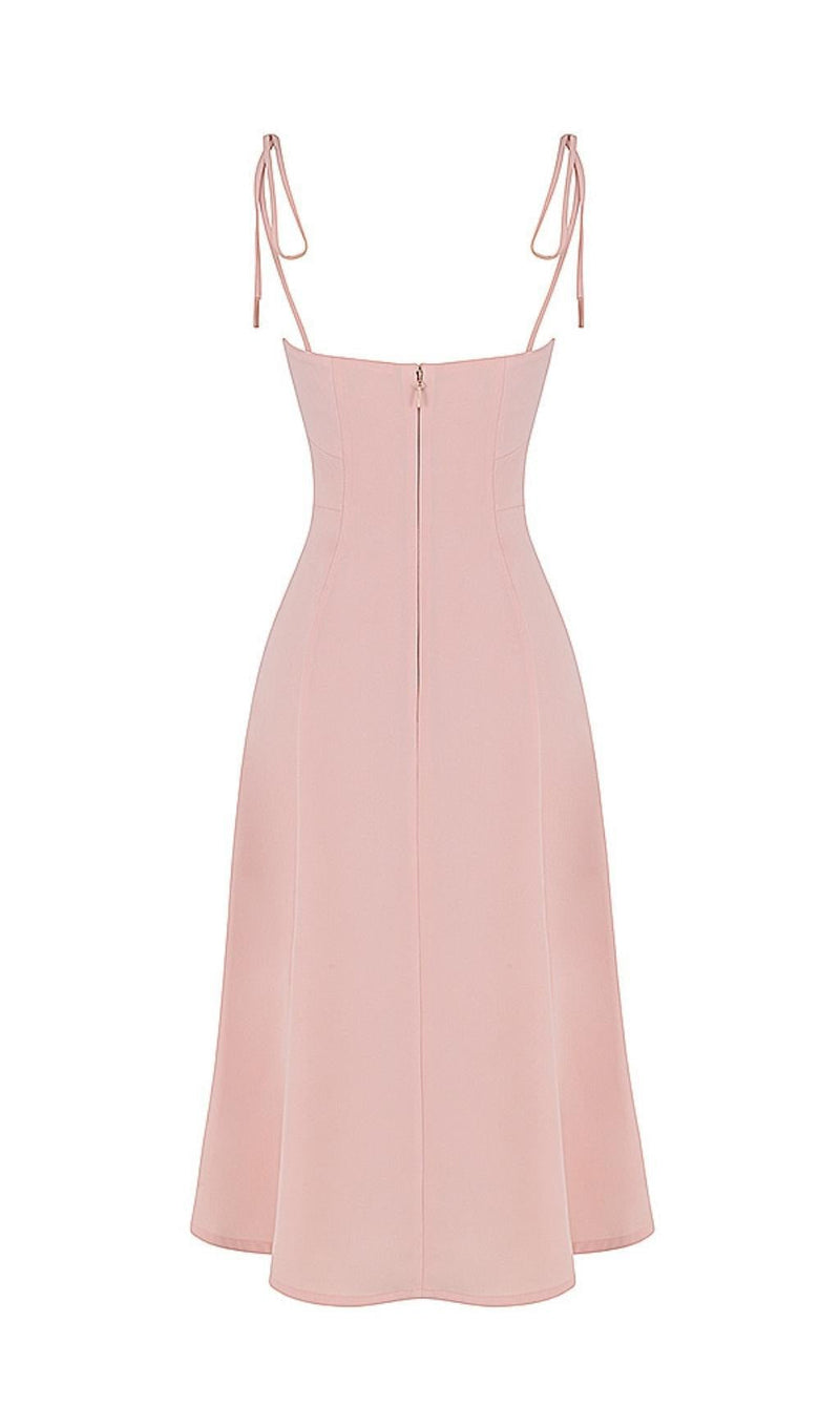 SLIPT MIDI SUN DRESS IN BLUSH PINK