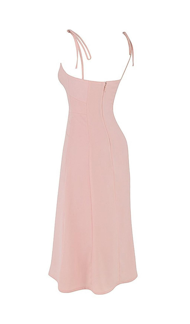 SLIPT MIDI SUN DRESS IN BLUSH PINK