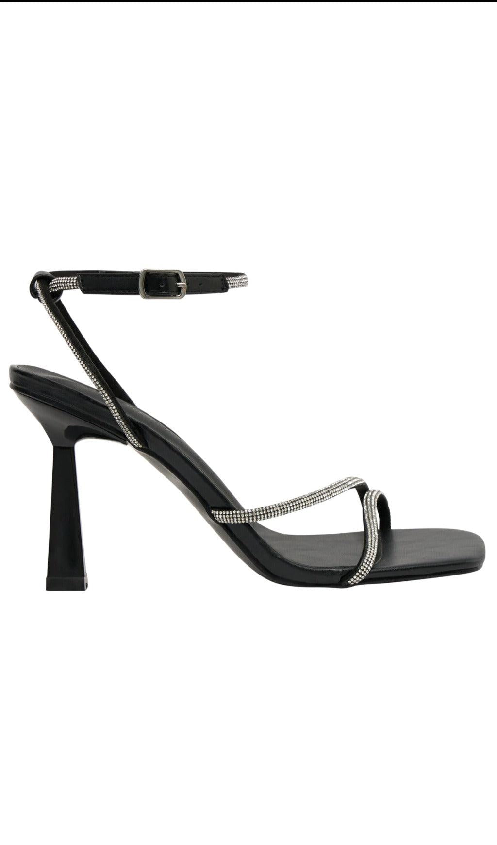 CAITLIN DIAMANTE ROPE HEELS - BLACK