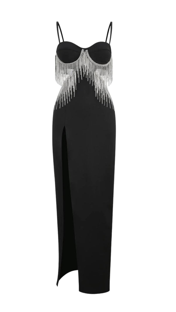 AIIZIE CRYSTAL MAXI DRESS IN BLACK - product image