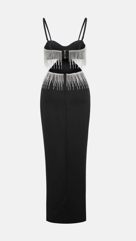 CRYSTAL MAXI DRESS IN BLACK