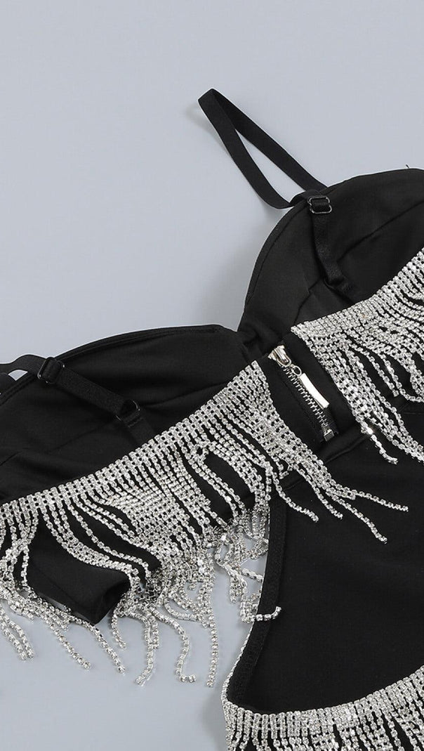 AIIZIE CRYSTAL MAXI DRESS IN BLACK - product image