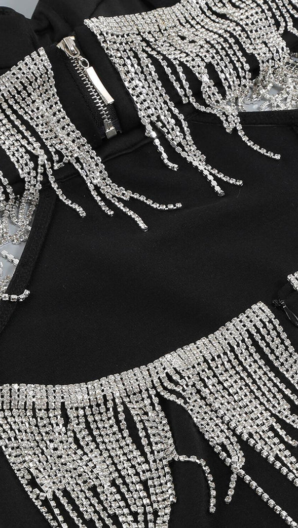 AIIZIE CRYSTAL MAXI DRESS IN BLACK - product image