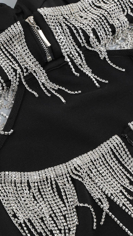 CRYSTAL MAXI DRESS IN BLACK