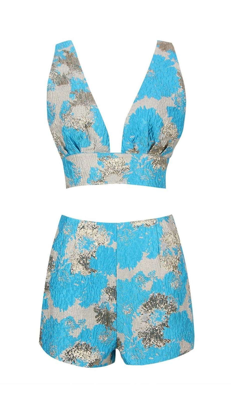 JACQUARD-ZWEITEILIGES SET IN BLAU