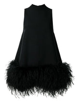 Nisha Feather Mini Dress In Black