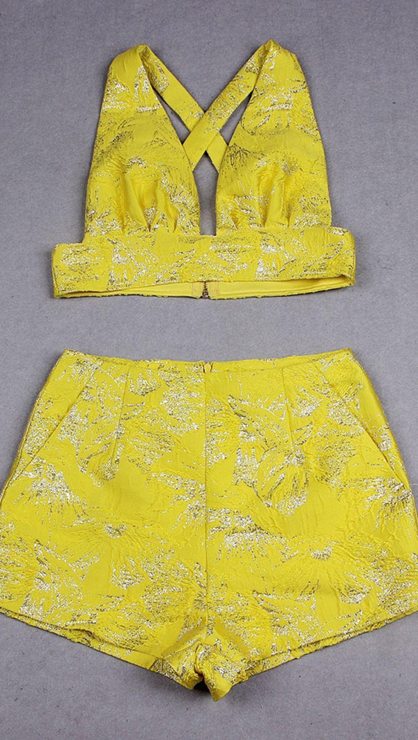 JACQUARD-ZWEITEILIGES SET IN BLAU