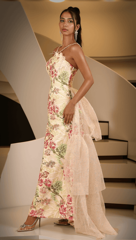 Brissie Meerjungfrauenschwanz-Kleid mit Pailletten und Federn