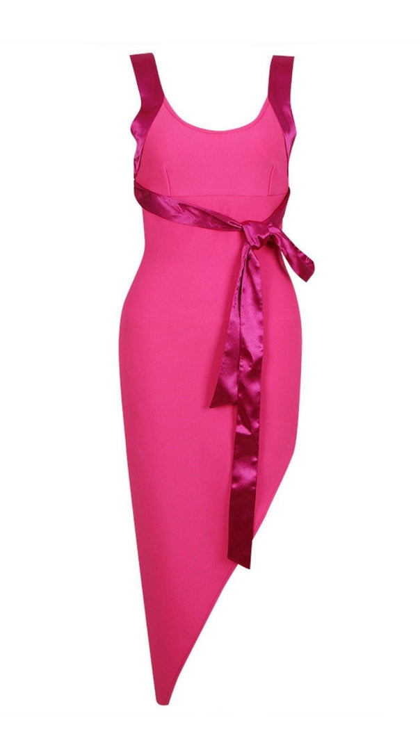 AIIZIE ASYMMETRIC BANDAGE MIDI DRESS IN PINK - product image