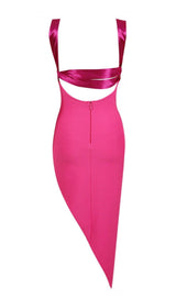 ASYMMETRIC BANDAGE MIDI DRESS IN PINK