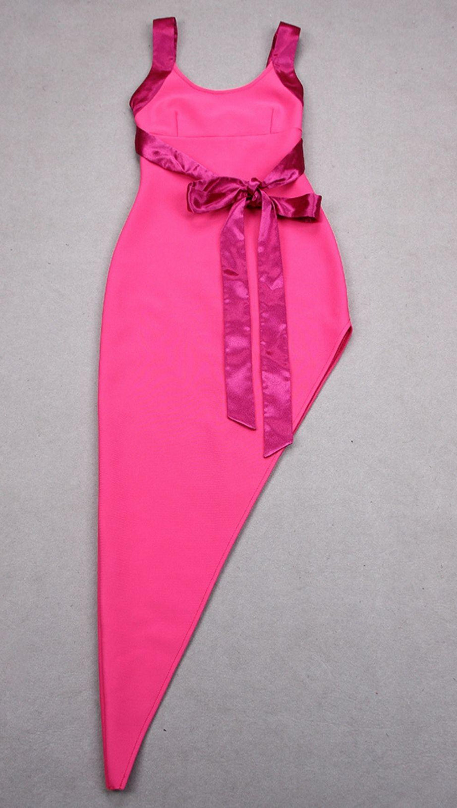 ASYMMETRIC BANDAGE MIDI DRESS IN PINK