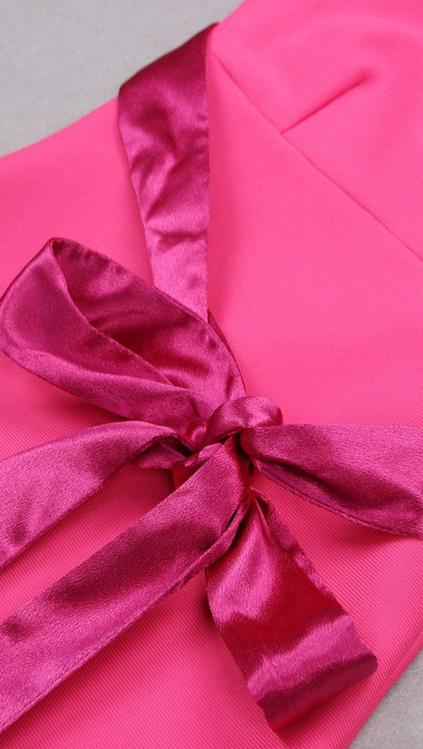 Asymmetric Bandage Midi Dress in Pink