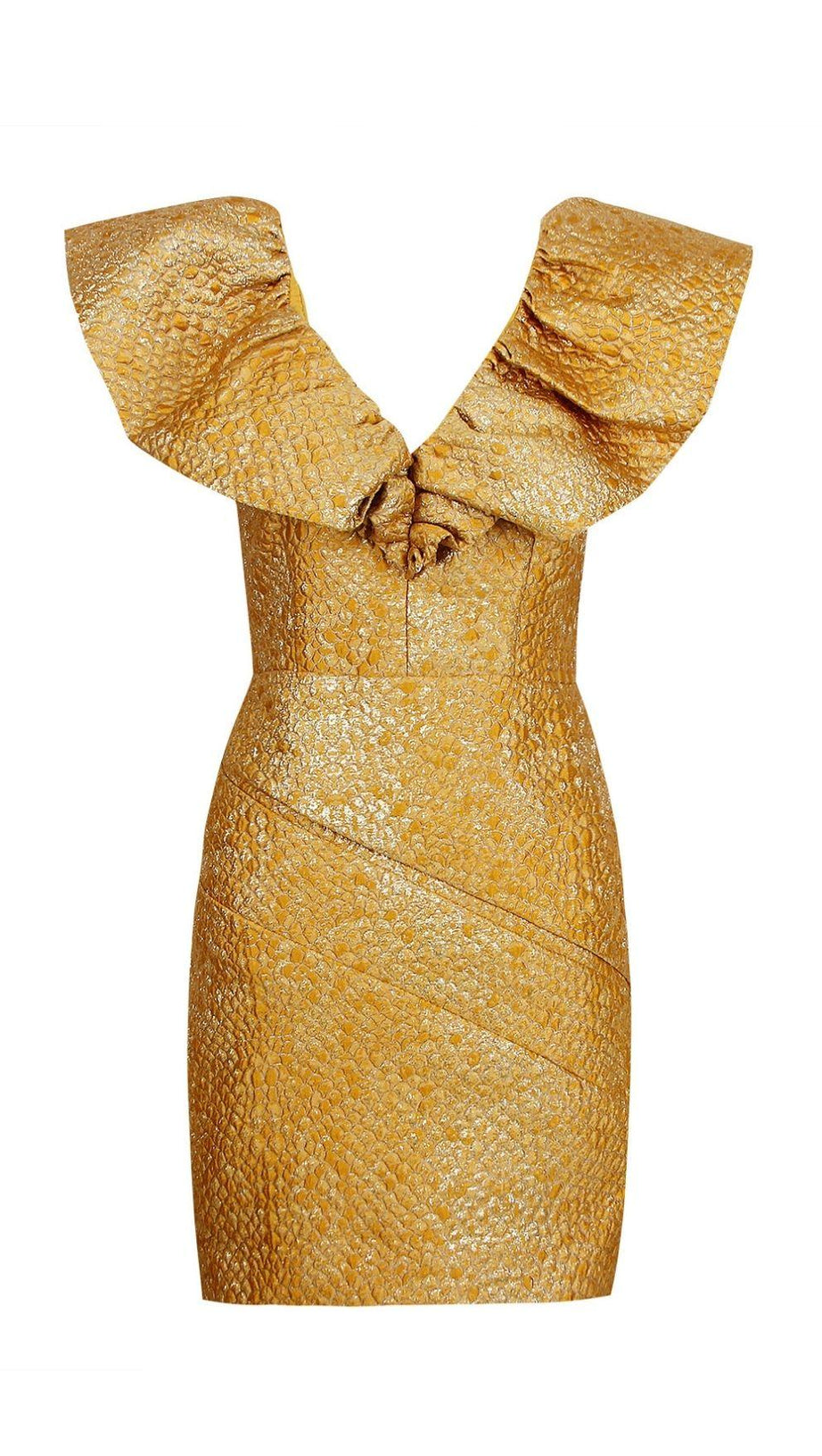 JACQUARD LACE UP MINI DRESS IN TAN